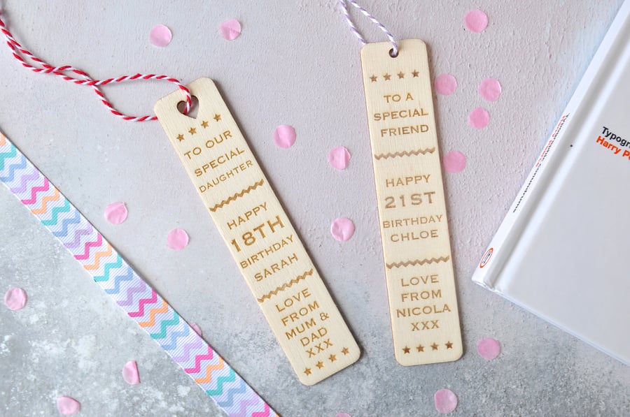 Personalised Wooden Birthday Bookmark