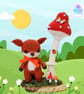 Crochet fox and toadstool sculpture. Fox ornament. Fox decoration. - Image 2