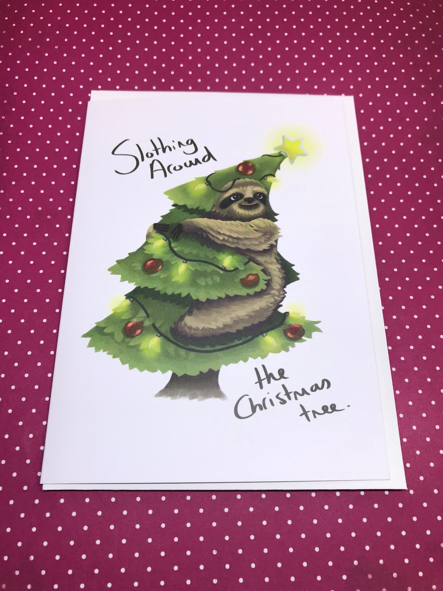 Slothing around the Christmas tree Greeting Card