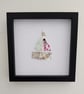 Handmade Sea Glass & Vintage China Sailing Boat Shadow Box - Coastal Wall Art 