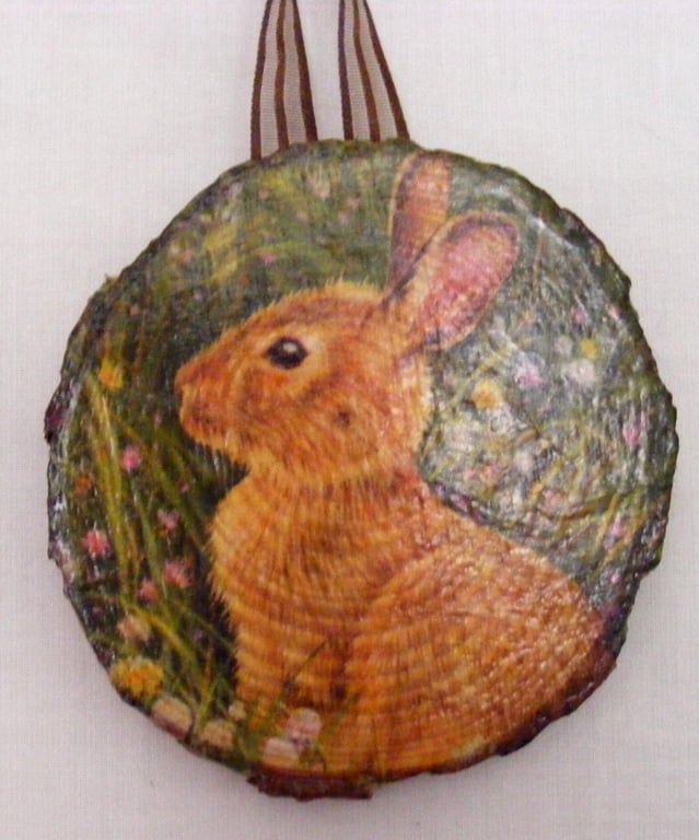 Decoupaged Rabbit Wall Hanging