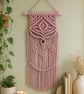 Powder Pink Macramé Wall Hanging – Handmade Boho Wall Decor with Wooden Beads