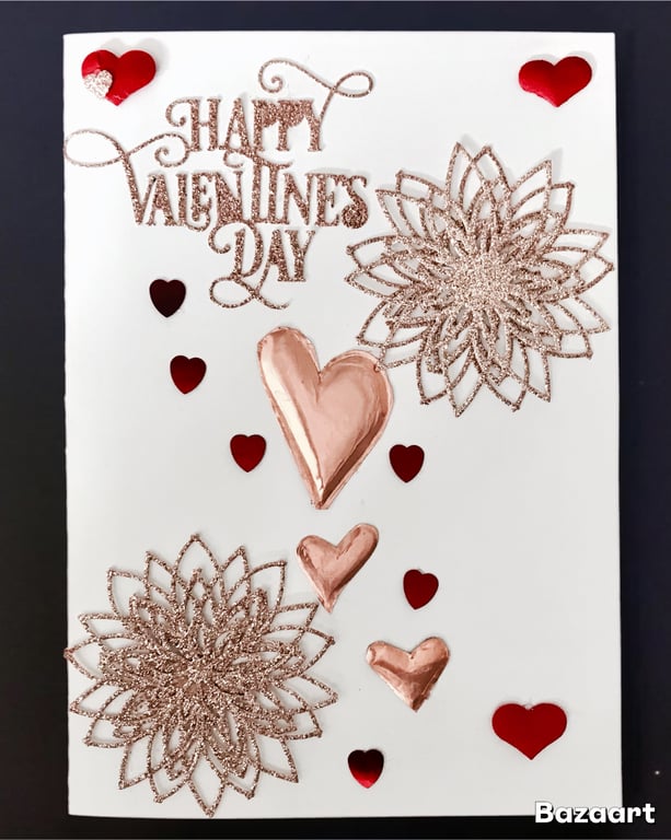 Solid Copper Hearts - A5 Valentines Card - Solid Copper Hearts