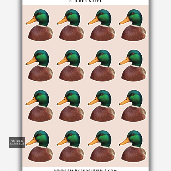 Funny Vinyl Sticker Sheet For Adults - Mallard Duck