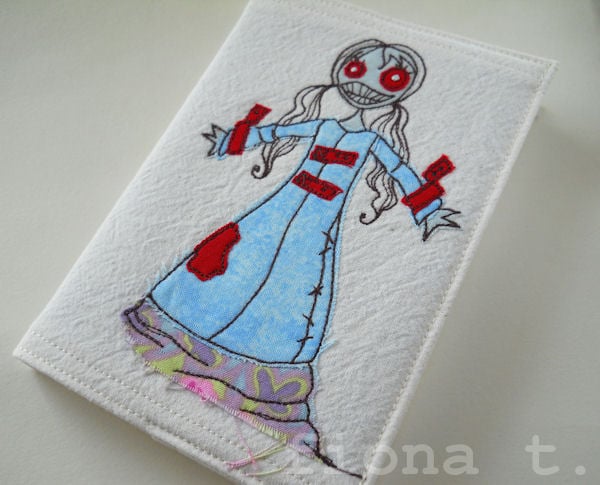 embroidered zombie notebook - Folksy