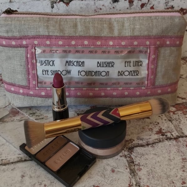 Large Linen Make Up Bag