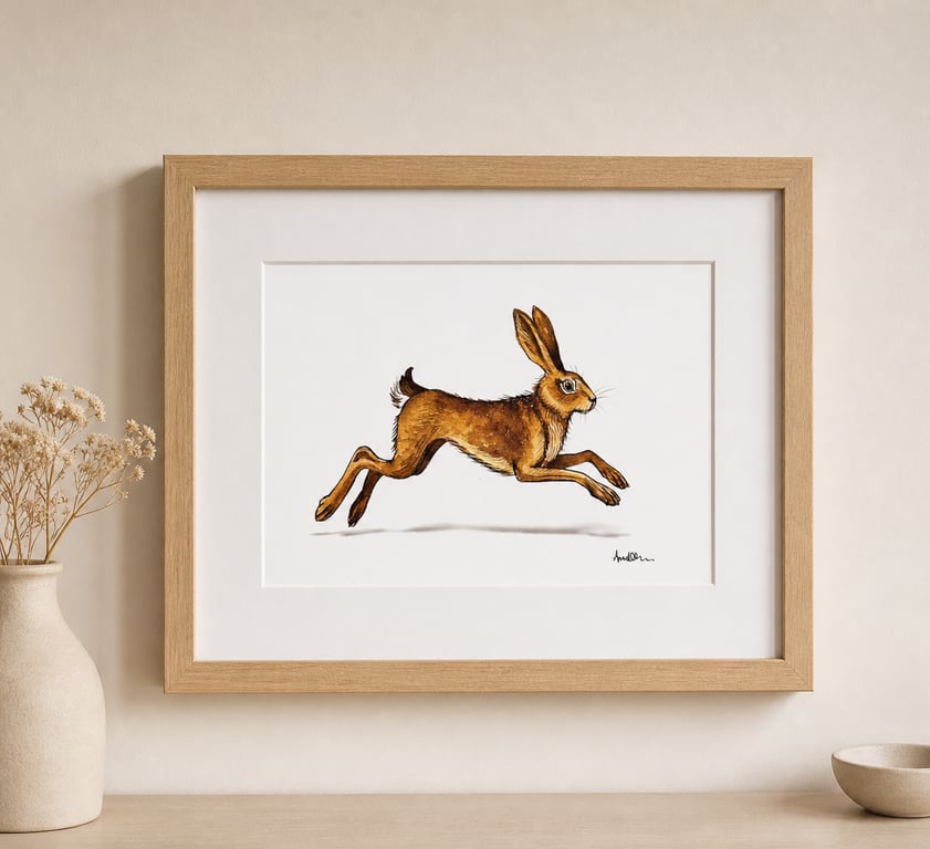Hare wall art - British wildlife print