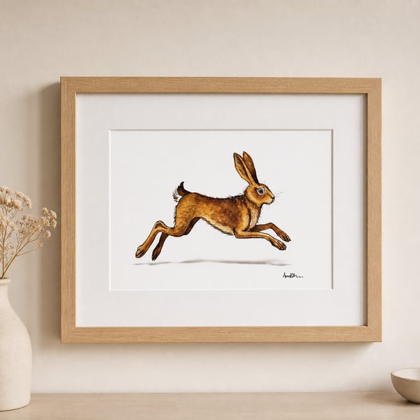 Hare wall art - British wildlife print