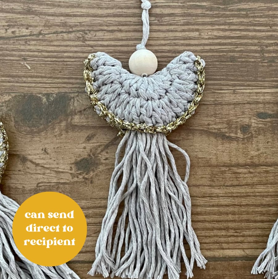 Natural Boho Angel Ornament, Guardian Angel, Christmas Angel, Folksy Angel