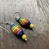 Striped Peruvian ceramic beaded earrings 