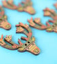 Wooden Stag Buttons Green Beige Brown 6pk 30x30mm Deer Antlers (STG5) - Image 1