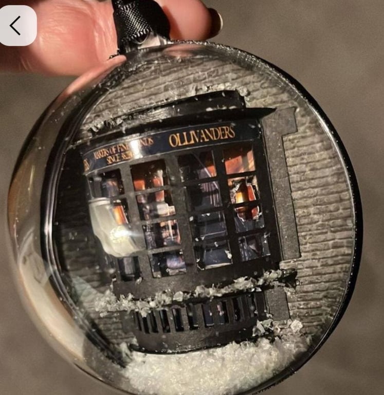 Wizard wand shop - bauble decoration with handmade intricate 3D papercuts