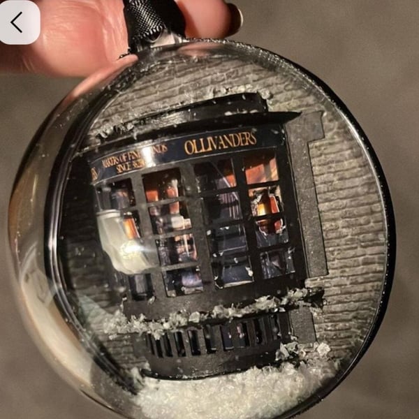 Wizard wand shop - bauble decoration with handmade intricate 3D papercuts