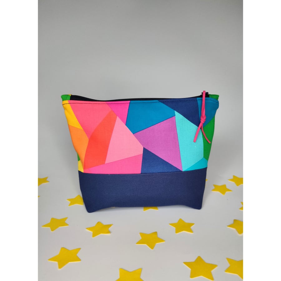 Rainbow Panel Cosmetic Bag, Zipper Pouch, Pencil Case 
