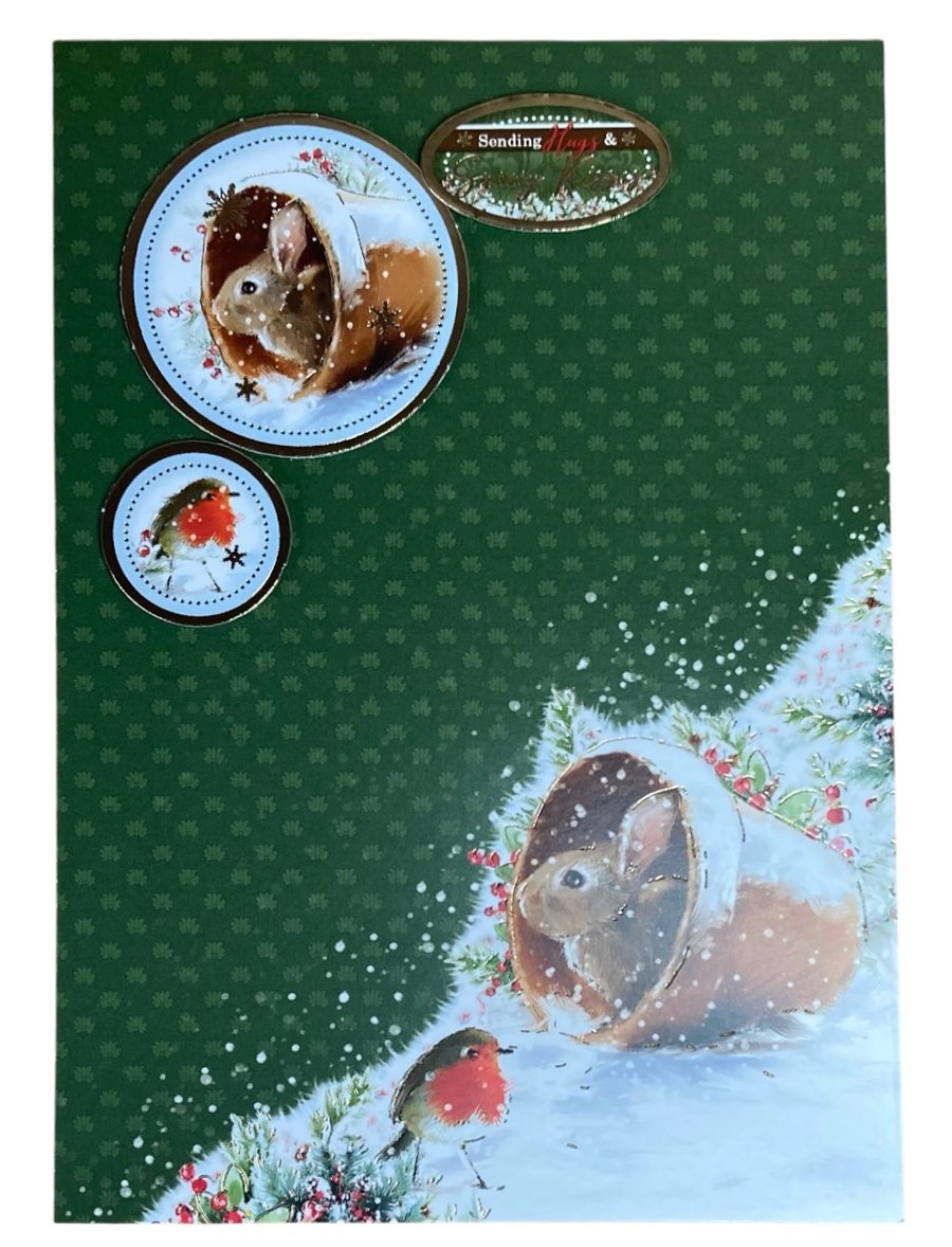 Christmas Card. Luxury Rabbit Christmas Card. Festive Forest