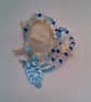 Necklace with Blue and Clear Bicone Beads and a Shell Pendant, Blue Pendant - Image 4