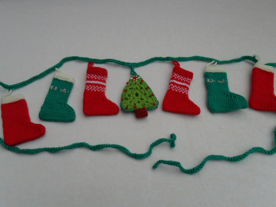 Christmas Bunting hand knitted