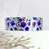 Cuff bracelet with purple wildflowers, metal jewellery bangle, floral gifts B340