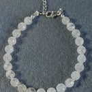 White Quartz and Sterling Silver Adjustable Bracelet