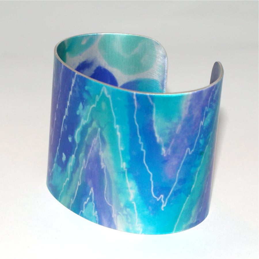 Zig zag painted cuff - blues