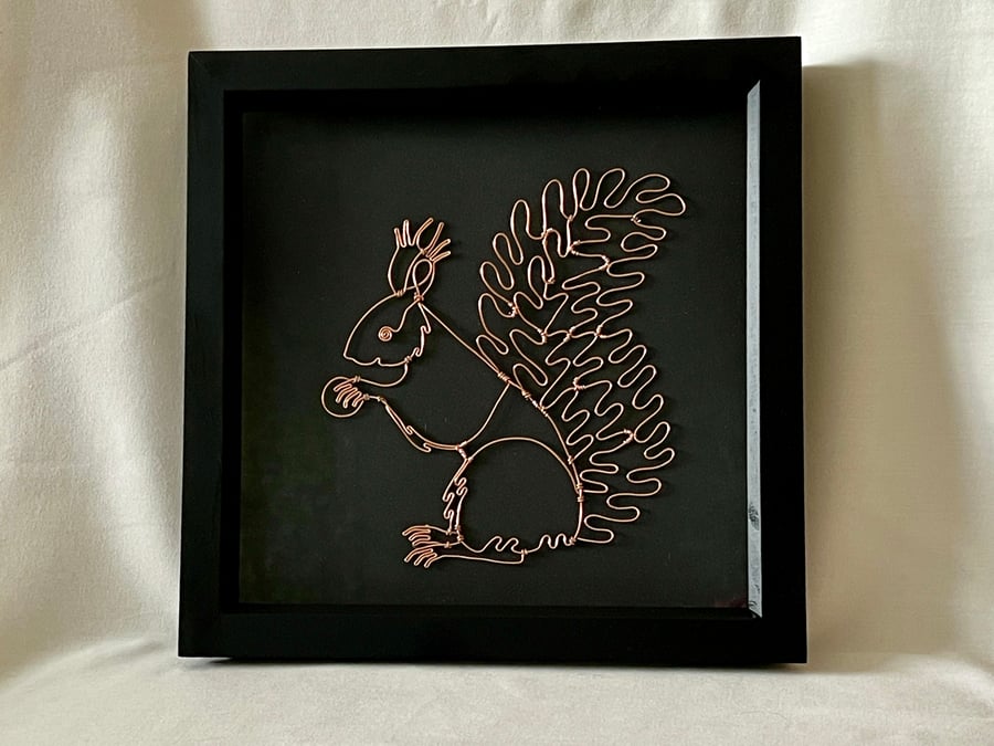 Sarah or Chester Squiggle - Framed Red Squirrel Wire Art
