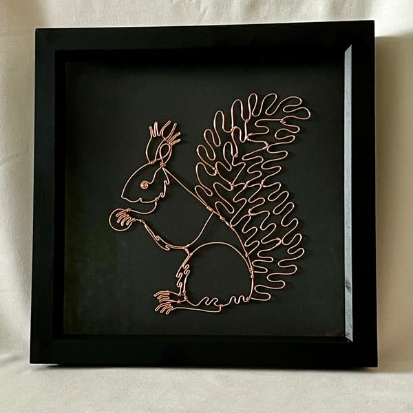 Sarah Squiggle - Framed Red Squirrel Wire Art