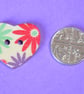 Wooden Heart Buttons Floral Purple Red Aqua 6pk 25x22mm (H28) - Image 2