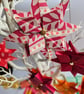 Two Origami Christmas Stars: Hanging Decoration (Raspberry red and dusky pink) - Image 2