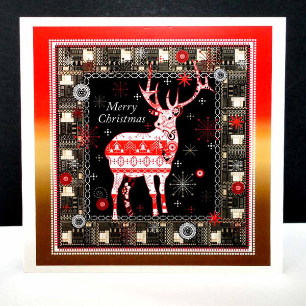 Ikat Reindeer Christmas Card 