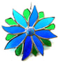 Blue Flower Stained Glass Suncatcher Green Bright - Image 7