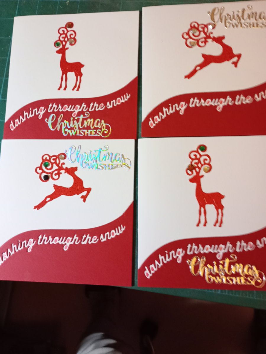 Pack of 4 reindeer Christmas cards