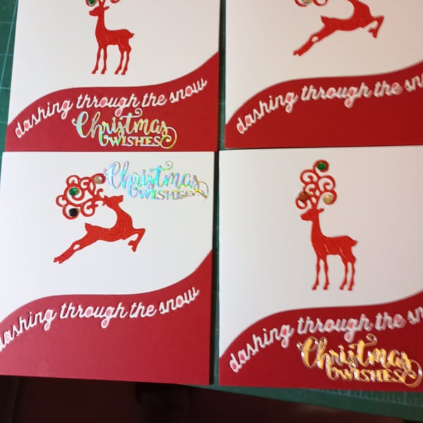 Pack of 4 reindeer Christmas cards