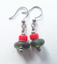 Sweet Little Seaglass Earrings with Coloured Glass Beads - Image 3