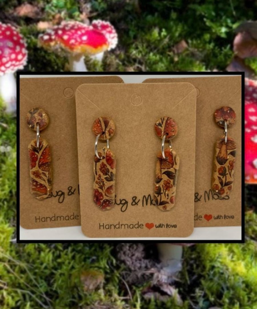Forest mushroom retro clay earrings