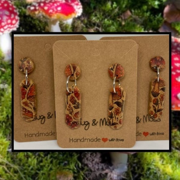 Forest mushroom retro clay earrings