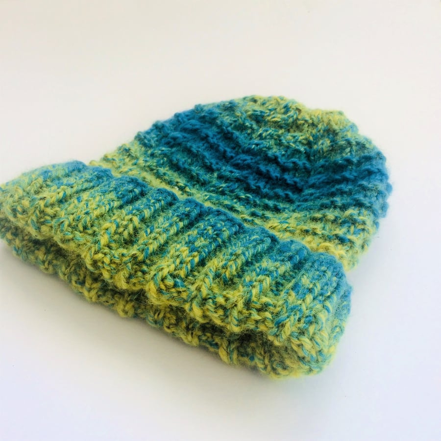 Green Knitted Beanie Hat 