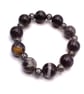 Men's Black Grey Marbled Stone and Gunmetal Spacer Bracelet, Men's Bracelet - Image 1