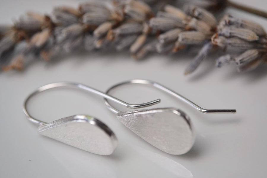 Brushed silver teardrop earrings