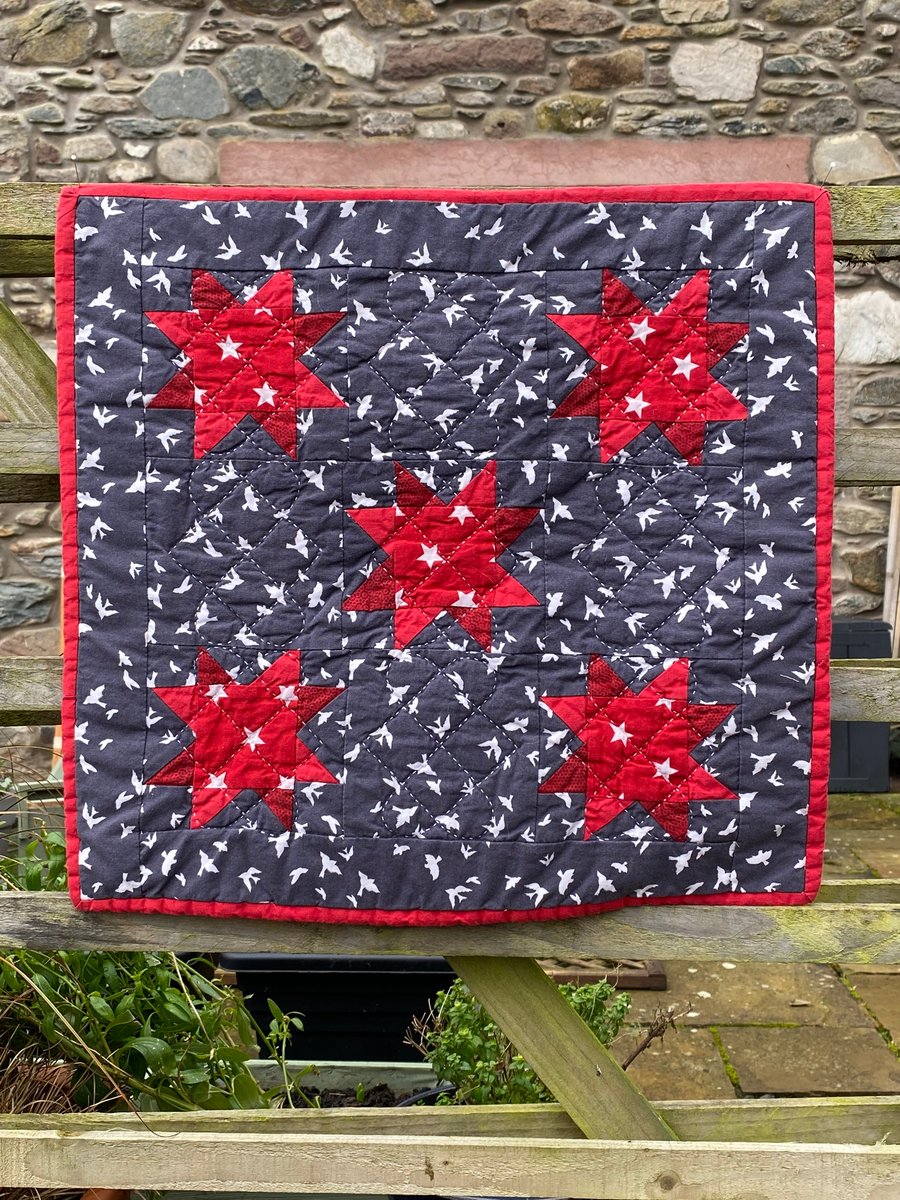 Stars and Swallows Amish Style Miniature Patchwork Wall Hanging
