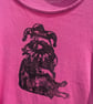 Handprinted lino jester raccoon upcycled t-shirt medium  - Image 2