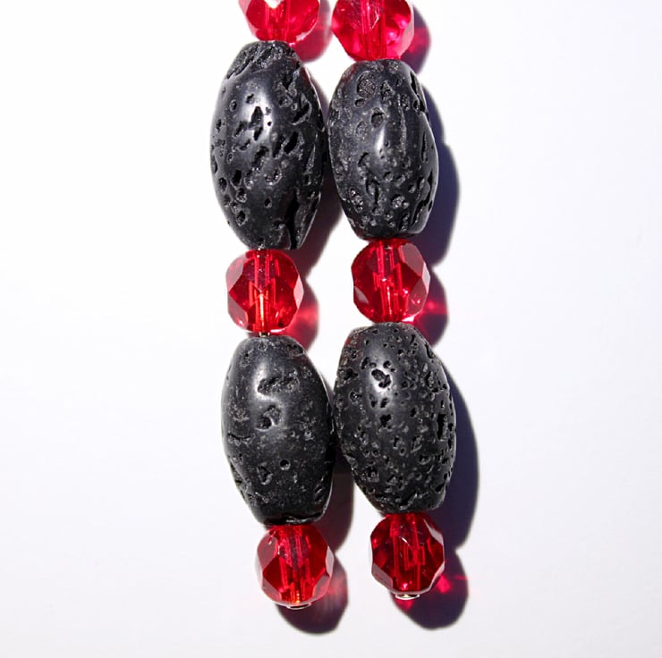 •SCHISM• black lava + mixed metal dangle earrings
