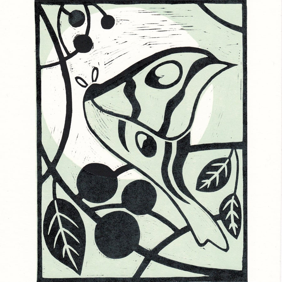 Luna Moth Lino Print