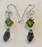 Green Swarovski Crystal Bicones and Chinese Crystal Drop Earrings