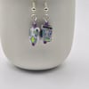 White alabaster rectangle czech glass earrings