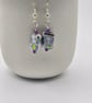 White rectangle czech glass earrings