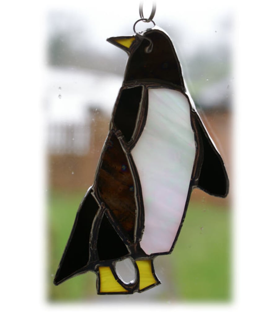 Penguin Suncatcher Stained Glass Handmade 