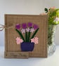 Handmade Birthday Card. A pot of purple and pink flowers from wool felt. - Image 4