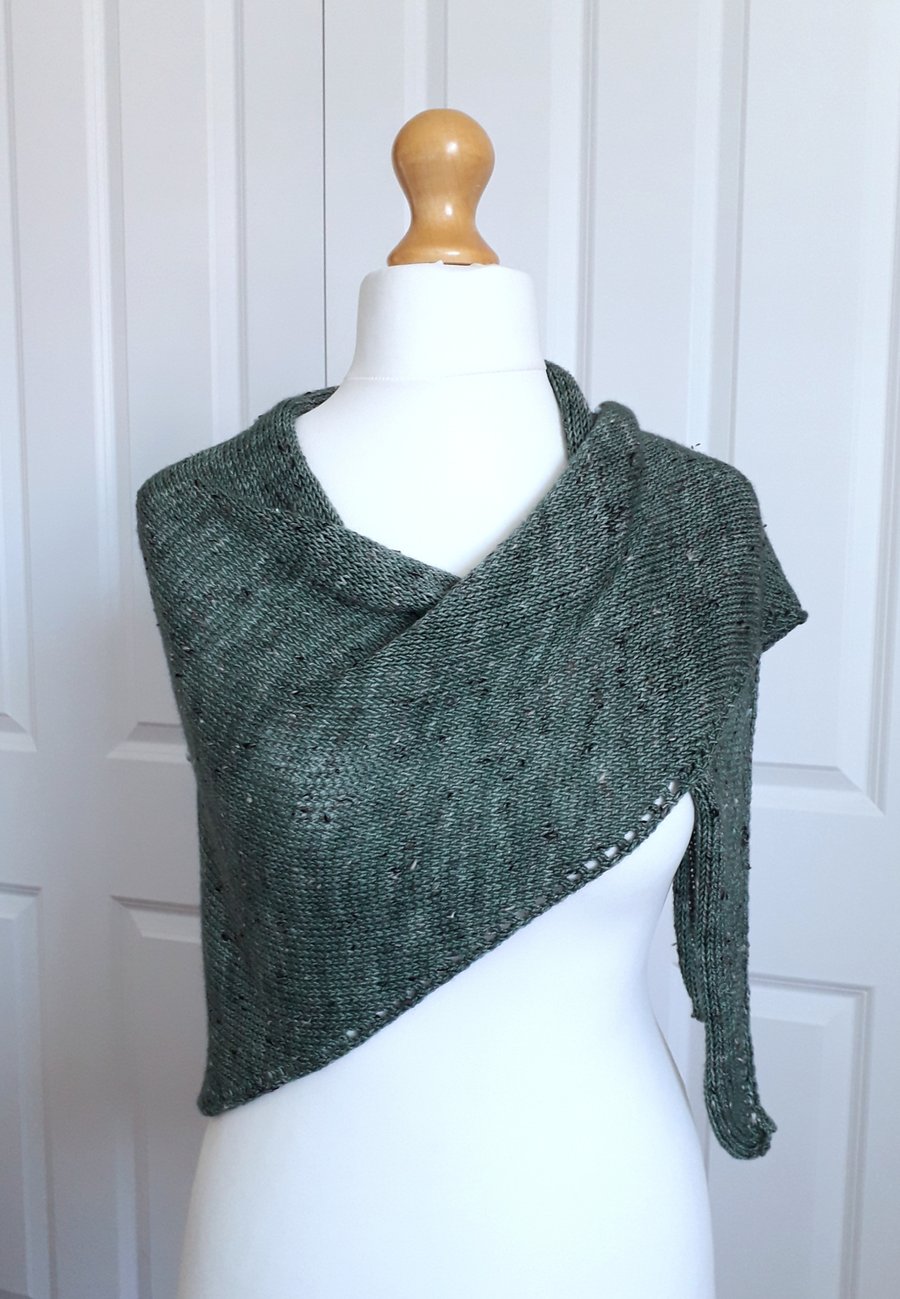 Hand Dyed Merino Shawl, Stole, Scarf, Green
