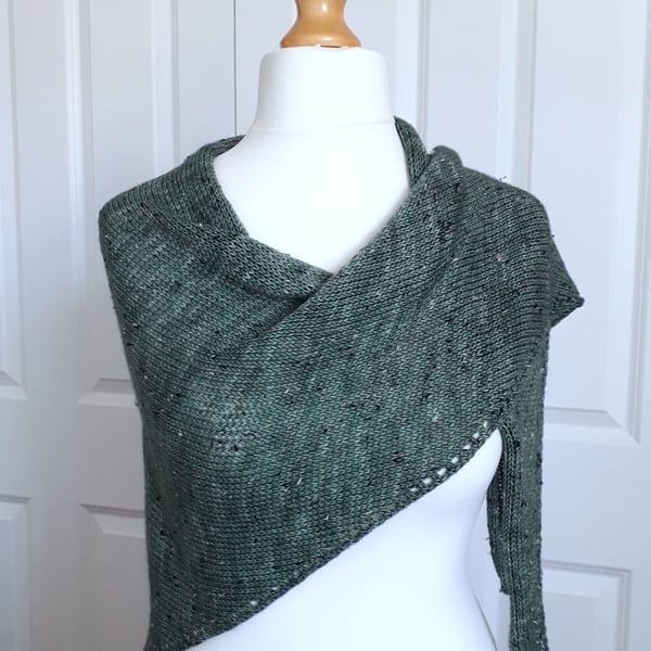 Hand Dyed Merino Shawl, Stole, Scarf, Green