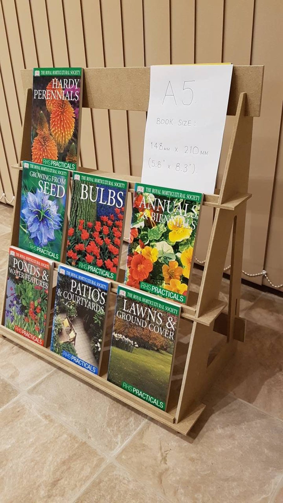 A5 (Portrait) Display Stands - 3 shelf version for books & cards - flat packing